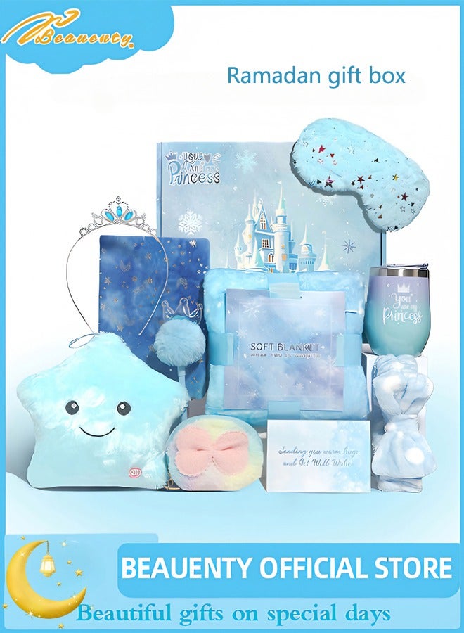 Beauenty Ice Star Toys for Girls Age 6-10,Star Gift Box Set for Girls,Girl Gifts with Blue Blanket Eye Mask and Tumbler,New Year Birthday Children's Day Gifts for Girls﻿ (Blue) - Image 1